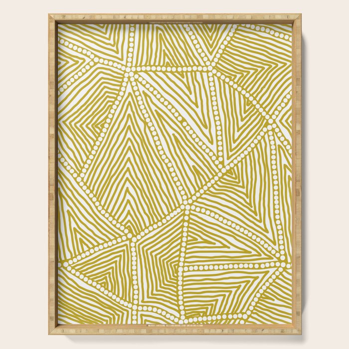 Authentic Aboriginal Art - The Fields (Mustard2) Serving Tray Gallery Image 1