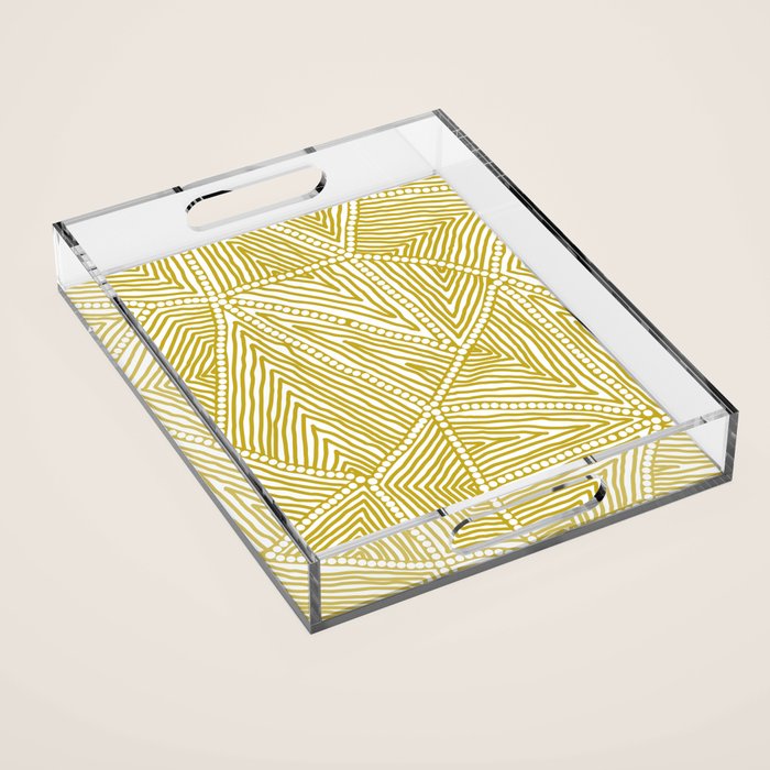Authentic Aboriginal Art - The Fields (Mustard2) Acrylic Tray Gallery Image 1