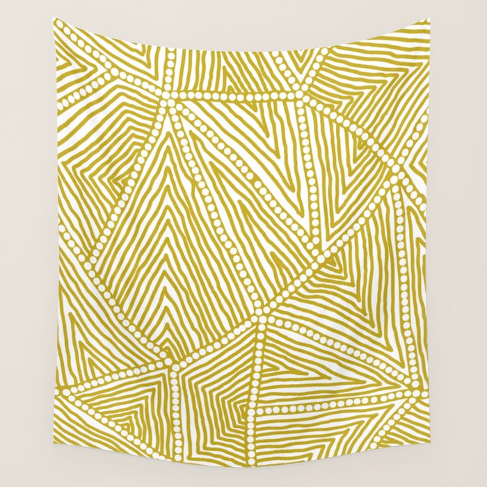 Authentic Aboriginal Art - The Fields (Mustard2) Wall Tapestry Gallery Image 4