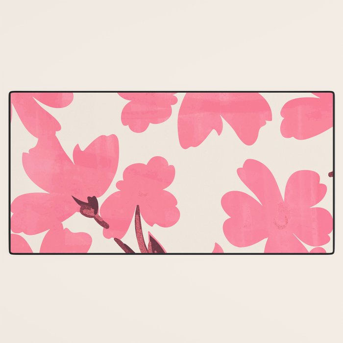 Soft Pink Flowers Desk Mat Gallery Image 3