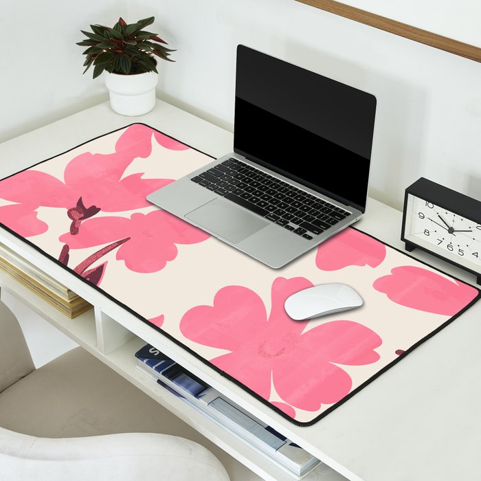 Soft Pink Flowers Desk Mat Gallery Image 2