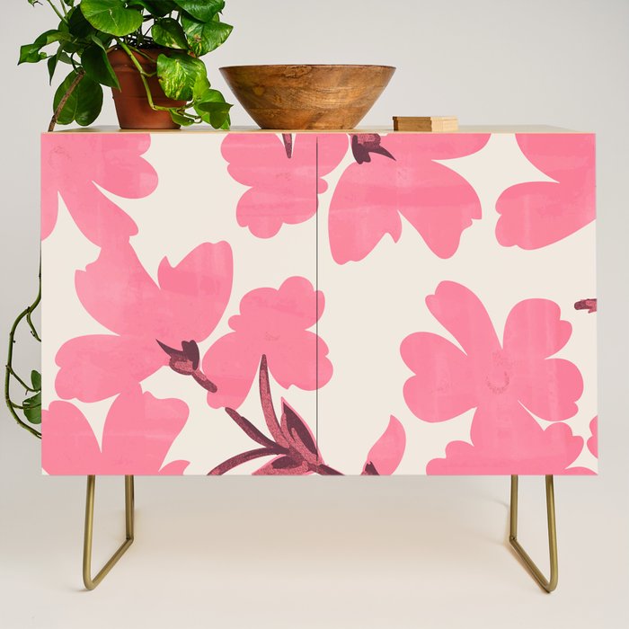 Soft Pink Flowers Credenza Gallery Image 1