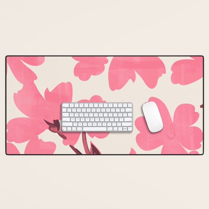 Soft Pink Flowers Desk Mat Gallery Image 1