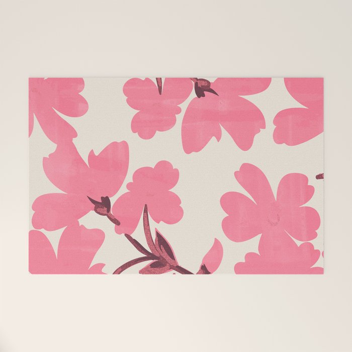 Soft Pink Flowers Welcome Mat Gallery Image 1