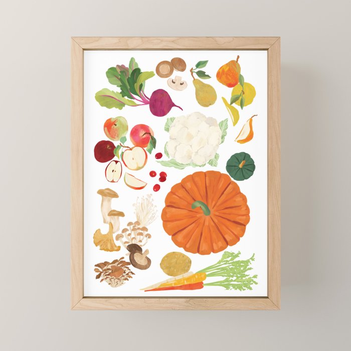 Autumn Fruits & Vegetables Mini Art Print Gallery Image 1