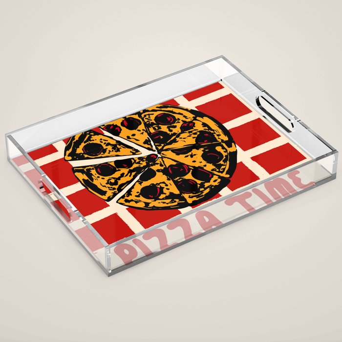 Pizza Time Retro Illustration Acrylic Tray Gallery Image 1