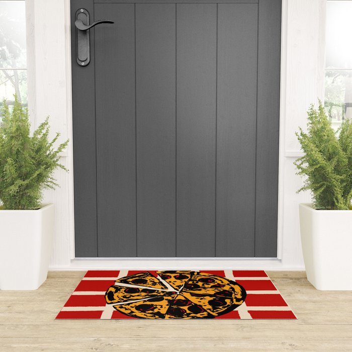 Pizza Time Retro Illustration Welcome Mat Gallery Image 3
