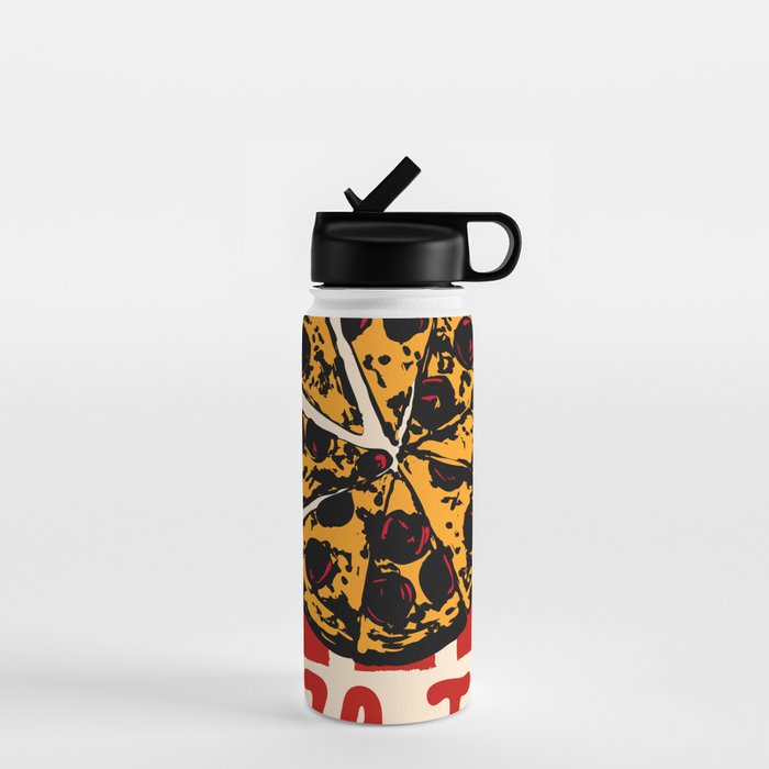 Pizza Time Retro Illustration Water Bottle Gallery Image 1