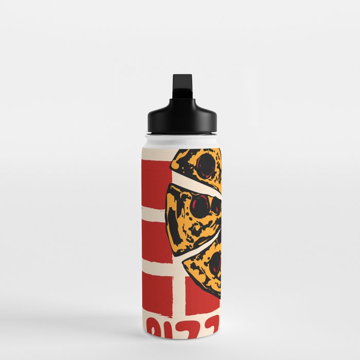 Pizza Time Retro Illustration Water Bottle Gallery Image 3
