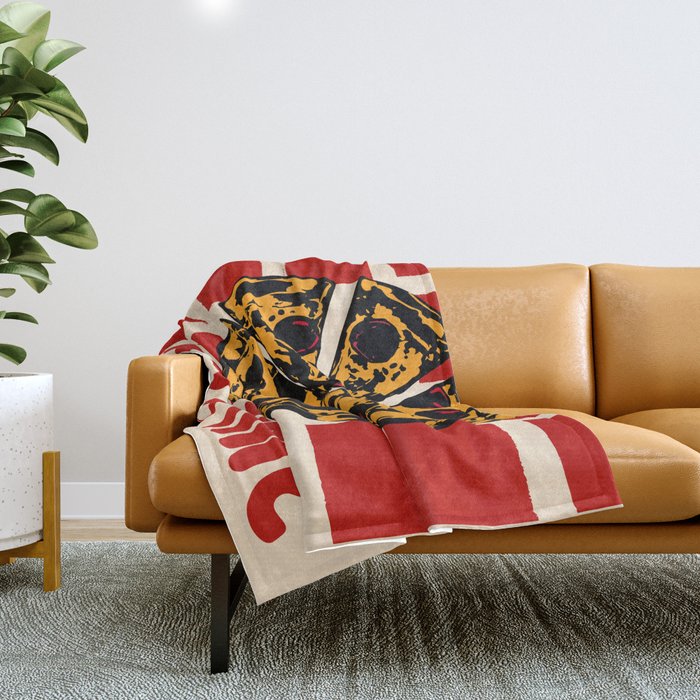 Pizza Time Retro Illustration Throw Blanket Gallery Image 1