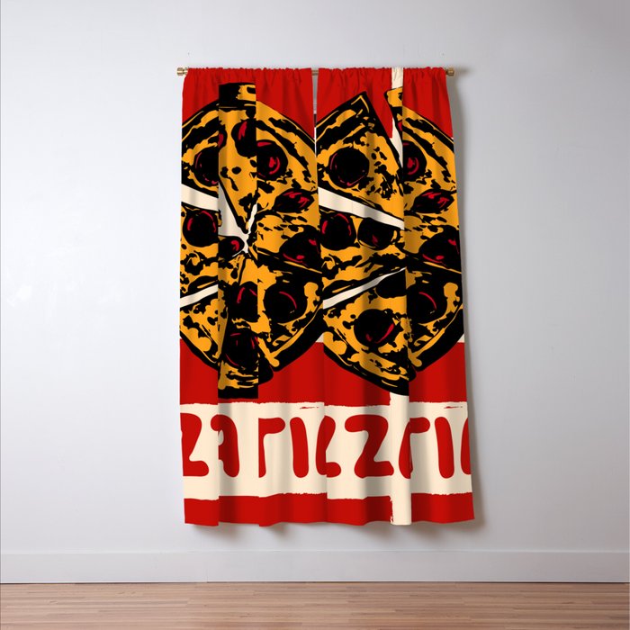 Pizza Time Retro Illustration Window Curtain Gallery Image 3