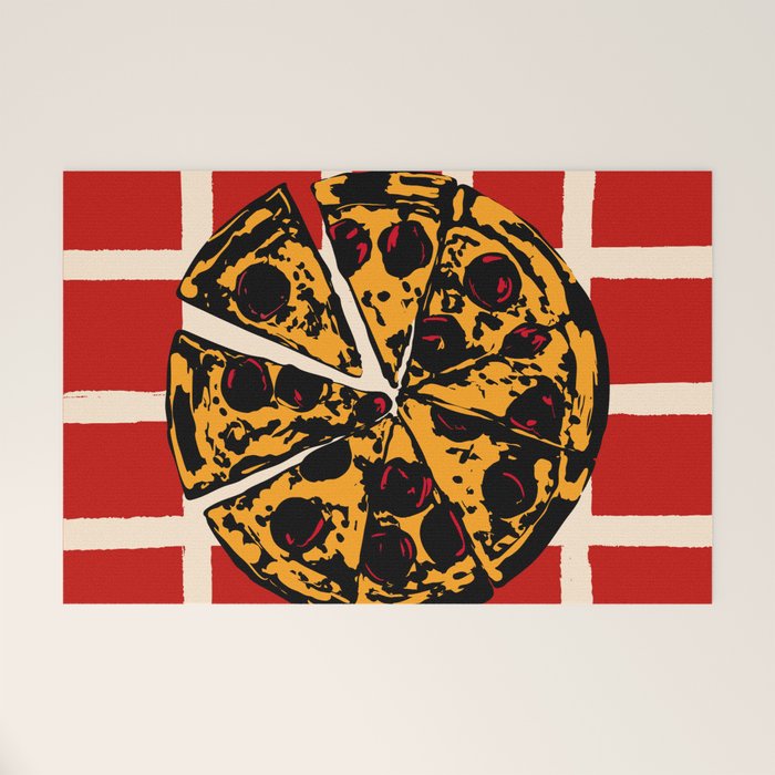 Pizza Time Retro Illustration Welcome Mat Gallery Image 1