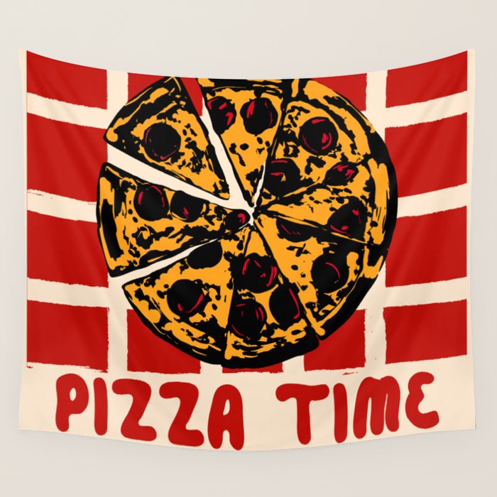 Pizza Time Retro Illustration Wall Tapestry Gallery Image 4