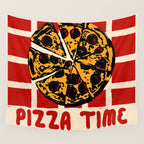 Pizza Time Retro Illustration Wall Tapestry Gallery Image 4