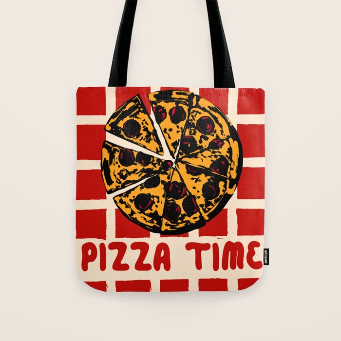 Pizza Time Retro Illustration Tote Bag Gallery Image 1