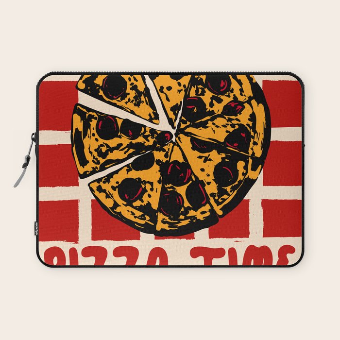 Pizza Time Retro Illustration Laptop Sleeve Gallery Image 1