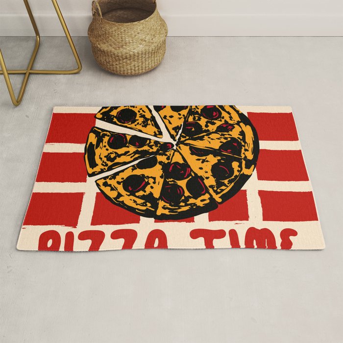 Pizza Time Retro Illustration Rug Gallery Image 1
