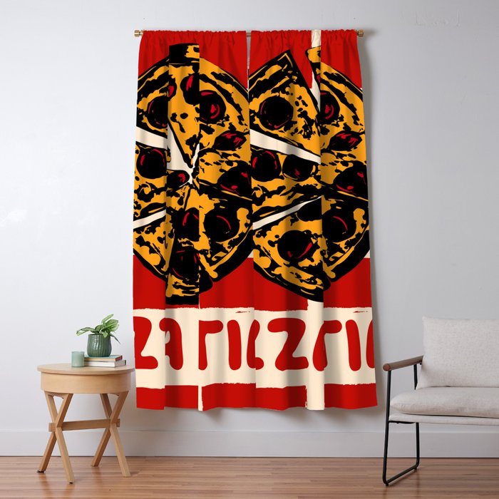 Pizza Time Retro Illustration Window Curtain Gallery Image 1