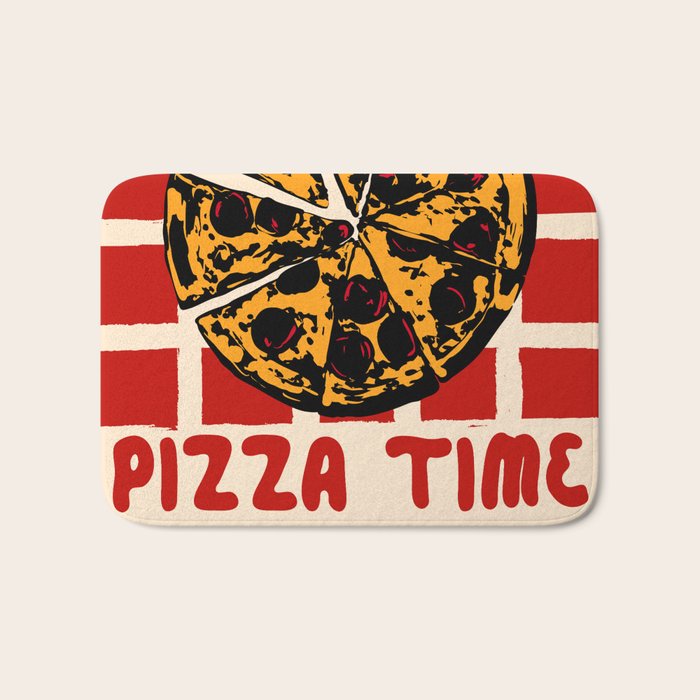 Pizza Time Retro Illustration Bath Mat Gallery Image 1