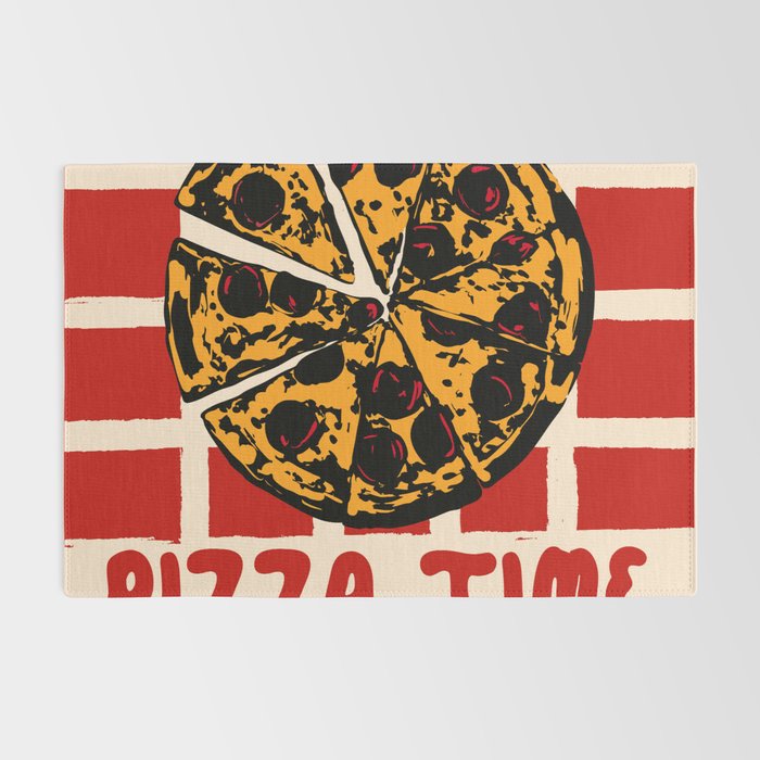 Pizza Time Retro Illustration Rug Gallery Image 2