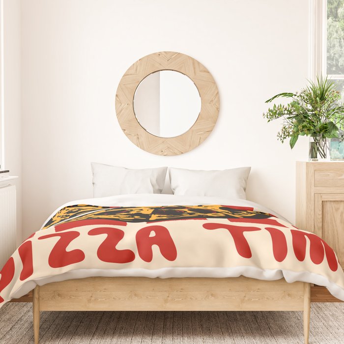 Pizza Time Retro Illustration Duvet Cover Gallery Image 3