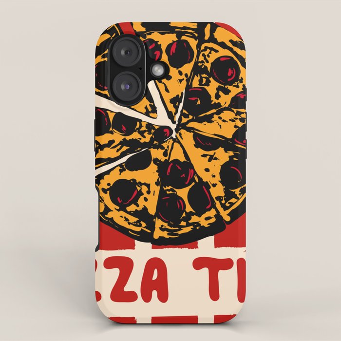 Pizza Time Retro Illustration iPhone Case Gallery Image 1