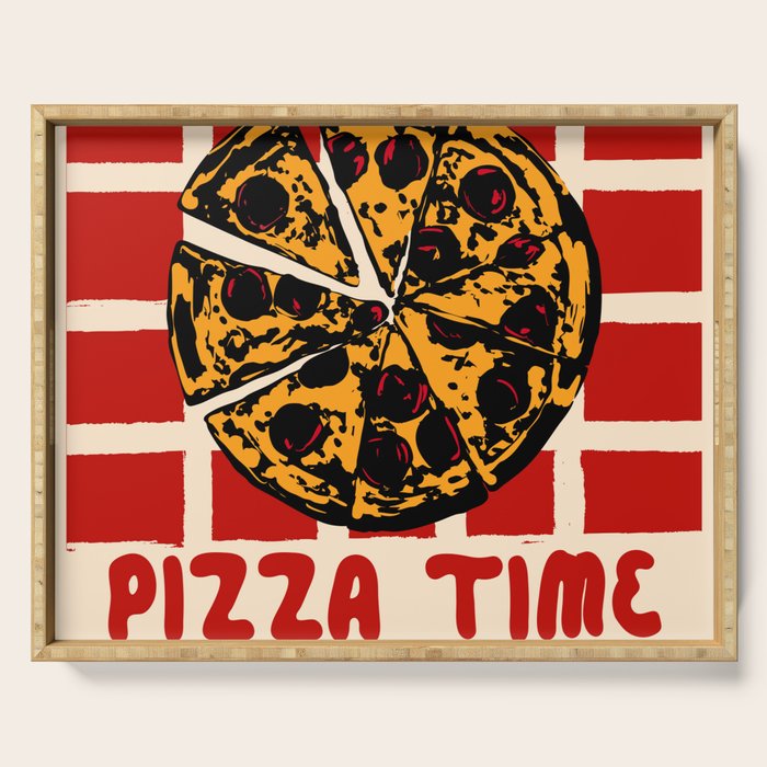Pizza Time Retro Illustration Serving Tray Gallery Image 1