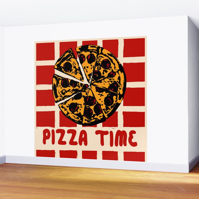 Pizza Time Retro Illustration Wall Mural Gallery Image 2
