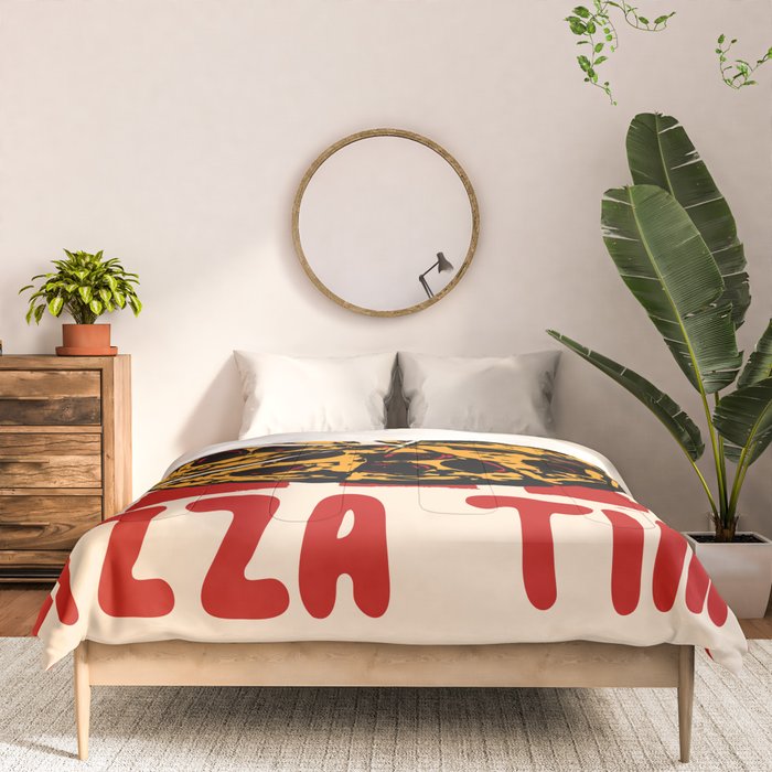 Pizza Time Retro Illustration Comforter Gallery Image 3