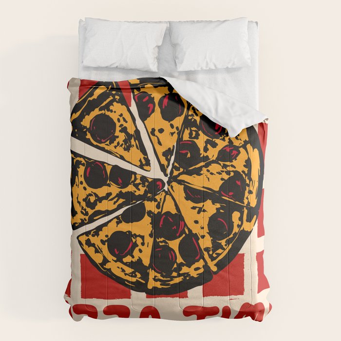 Pizza Time Retro Illustration Comforter Gallery Image 6