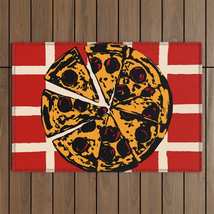 Pizza Time Retro Illustration Outdoor Rug Gallery Image 1