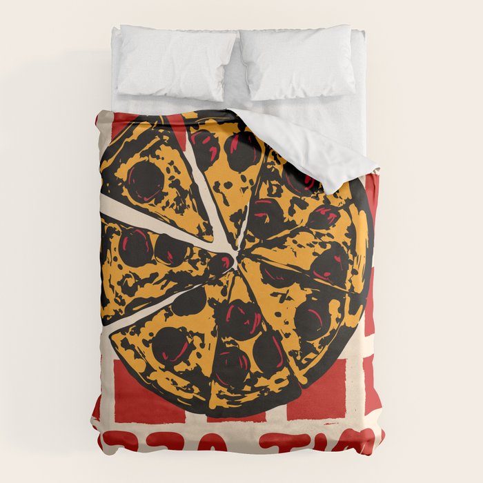 Pizza Time Retro Illustration Duvet Cover Gallery Image 6