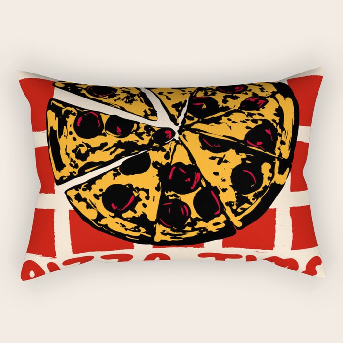 Pizza Time Retro Illustration Rectangular Pillow Gallery Image 1