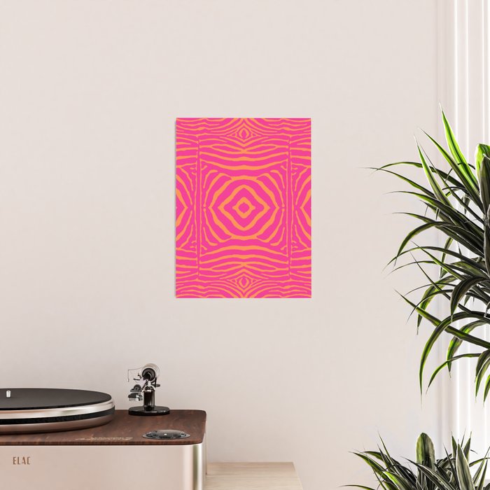 Zebra Pattern | Zebra Stripes | Zebra Pink and Orange Stripes 744 Poster Gallery Image 2