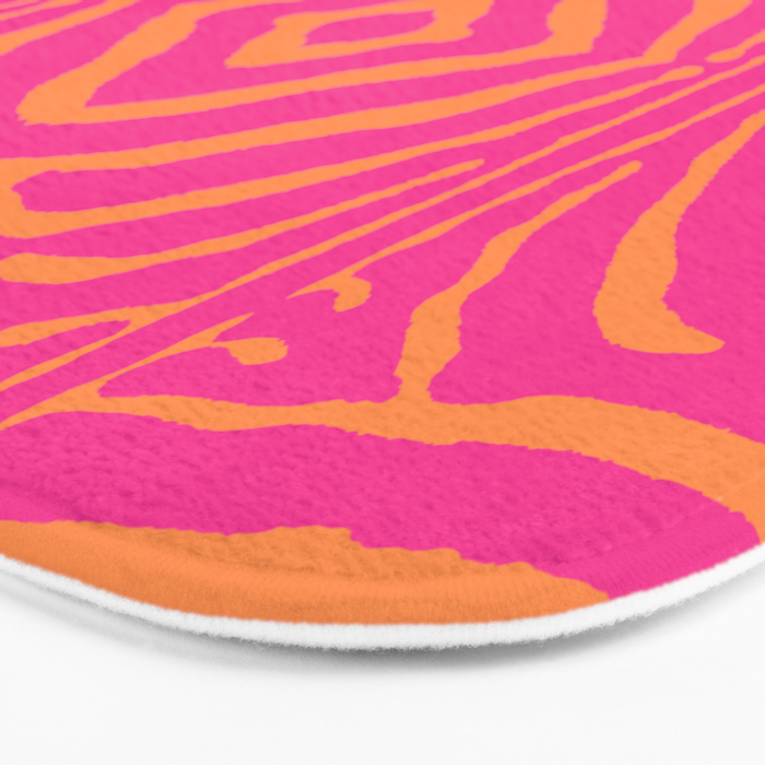 Zebra Pattern | Zebra Stripes | Zebra Pink and Orange Stripes 744 Bath Mat Gallery Image 3