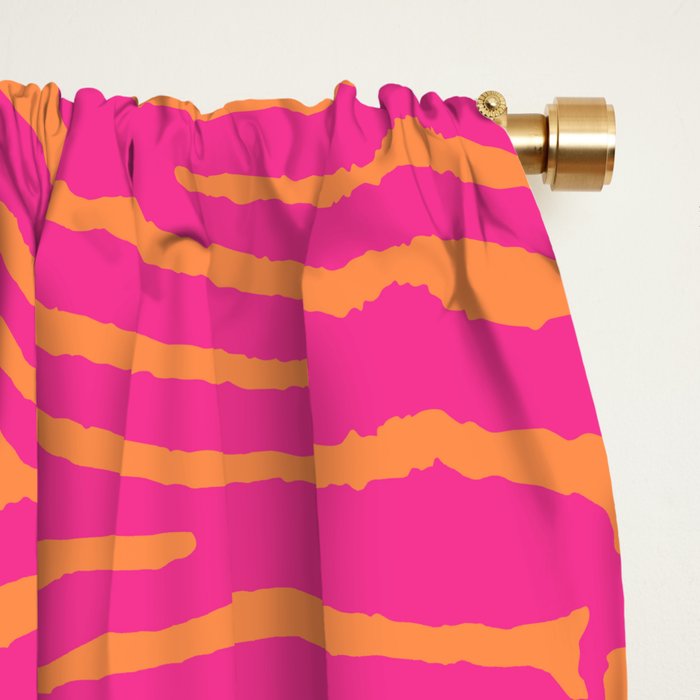 Zebra Pattern | Zebra Stripes | Zebra Pink and Orange Stripes 744 Window Curtain Gallery Image 2