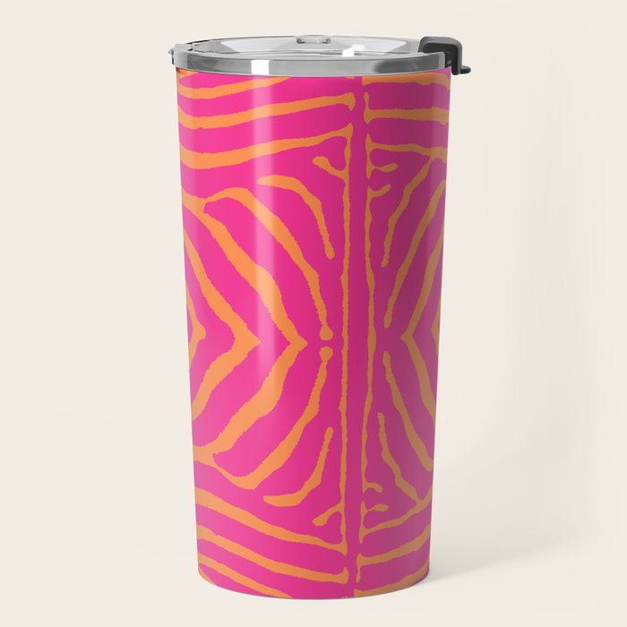 Zebra Pattern | Zebra Stripes | Zebra Pink and Orange Stripes 744 Travel Mug Gallery Image 2