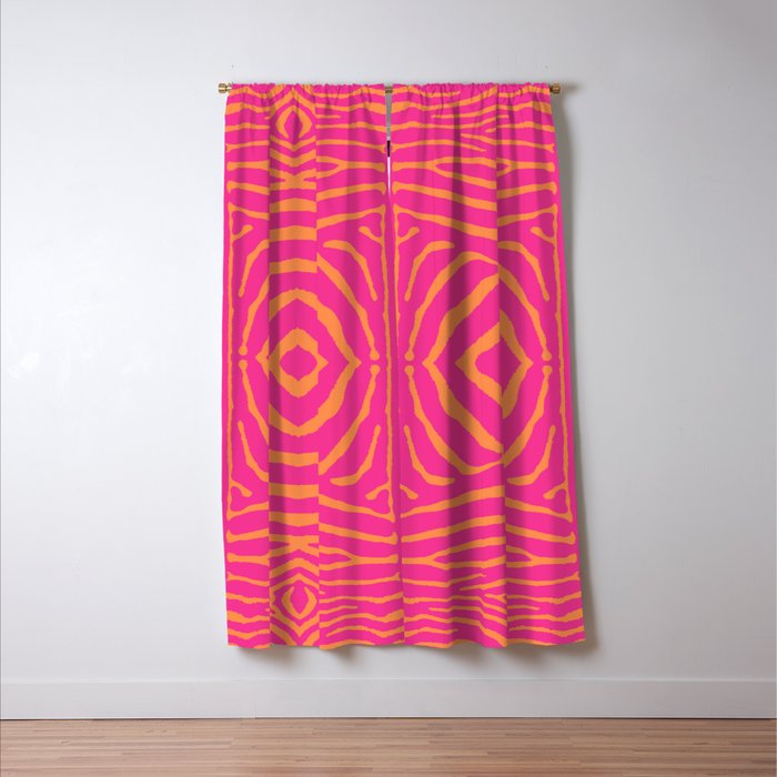 Zebra Pattern | Zebra Stripes | Zebra Pink and Orange Stripes 744 Window Curtain Gallery Image 3