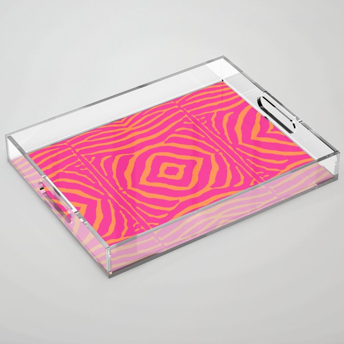 Zebra Pattern | Zebra Stripes | Zebra Pink and Orange Stripes 744 Acrylic Tray Gallery Image 1
