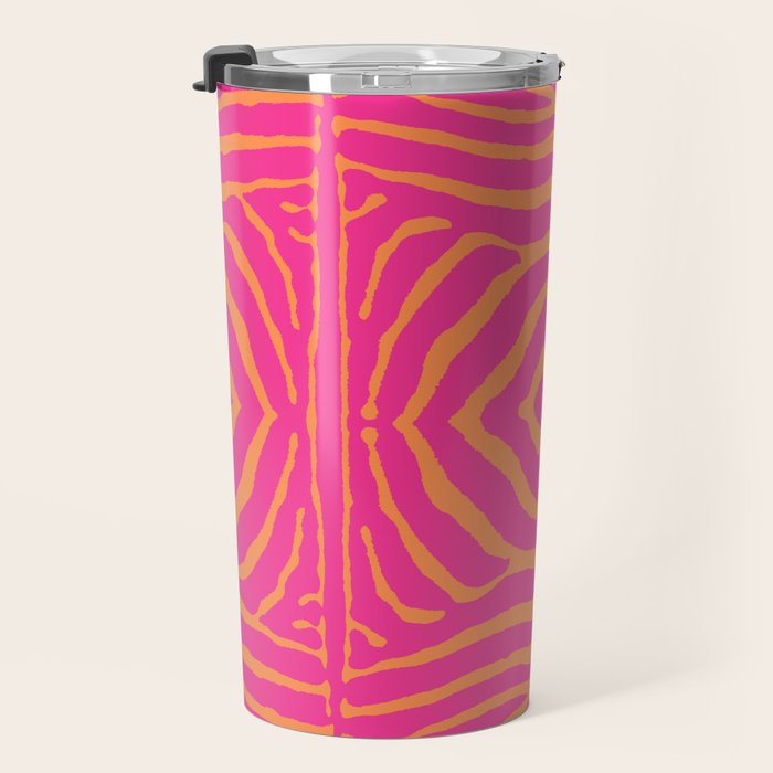 Zebra Pattern | Zebra Stripes | Zebra Pink and Orange Stripes 744 Travel Mug Gallery Image 3