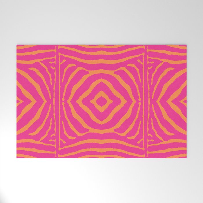 Zebra Pattern | Zebra Stripes | Zebra Pink and Orange Stripes 744 Welcome Mat Gallery Image 1