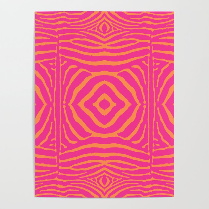 Zebra Pattern | Zebra Stripes | Zebra Pink and Orange Stripes 744 Poster Gallery Image 4