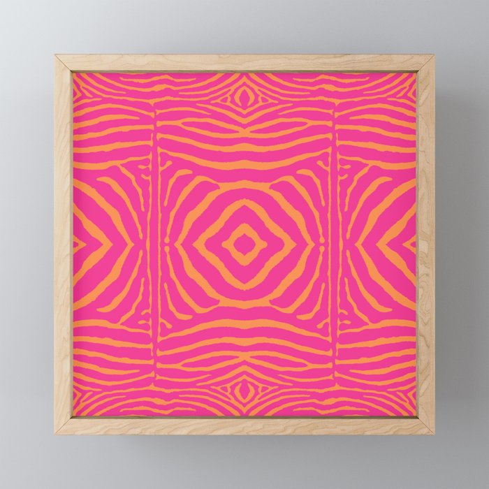 Zebra Pattern | Zebra Stripes | Zebra Pink and Orange Stripes 744 Mini Art Print Gallery Image 1