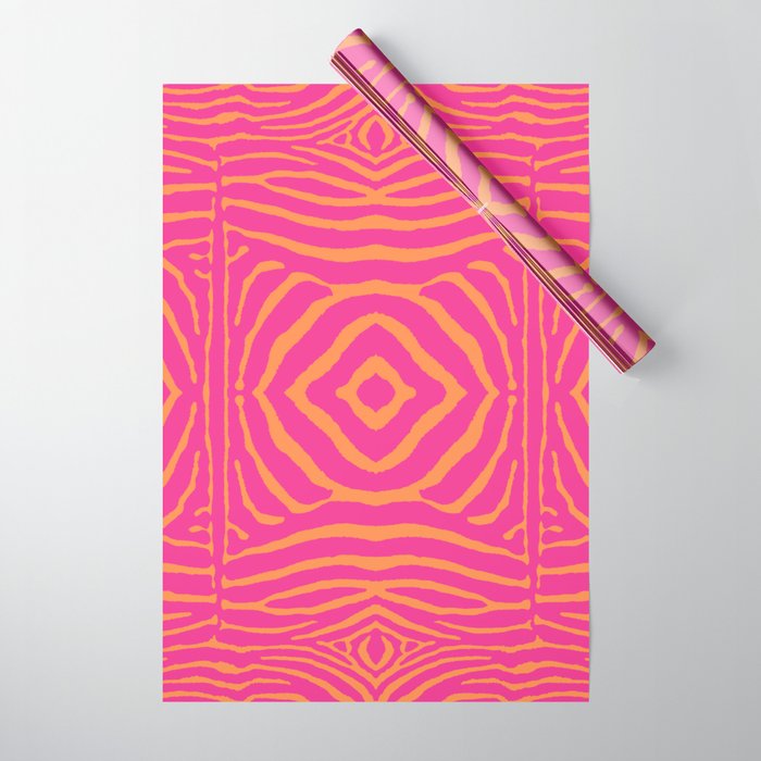 Zebra Pattern | Zebra Stripes | Zebra Pink and Orange Stripes 744 Wrapping Paper Gallery Image 1