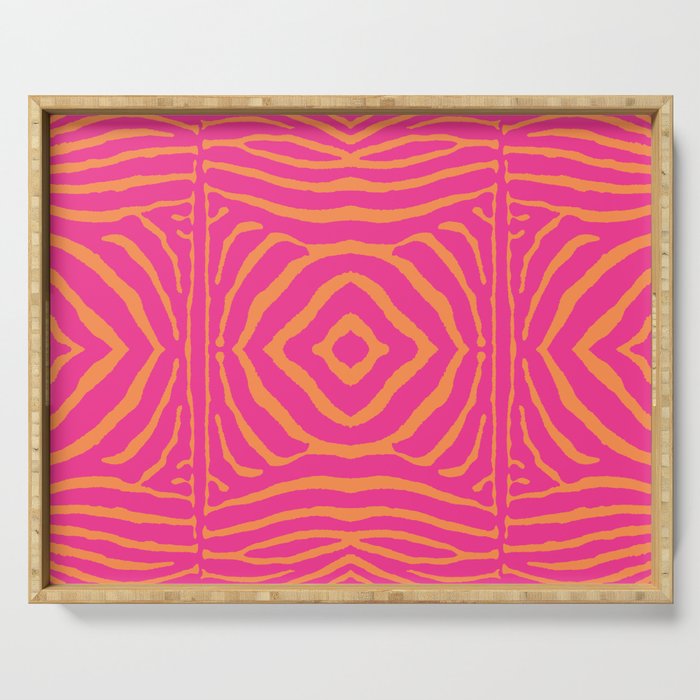 Zebra Pattern | Zebra Stripes | Zebra Pink and Orange Stripes 744 Serving Tray Gallery Image 1