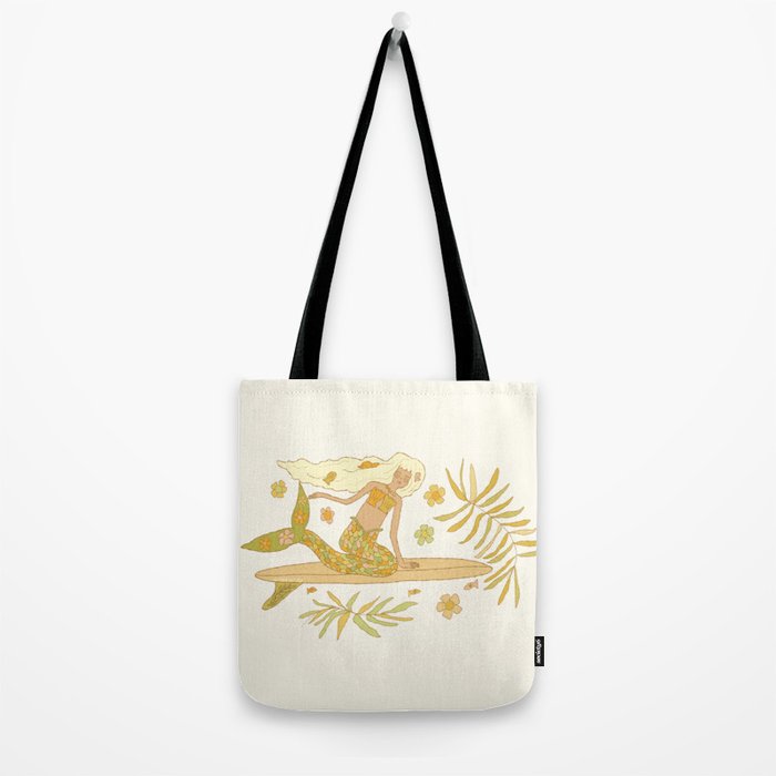 Retro Surf Mermaid by surfy birdy art Tote Bag Gallery Image 2