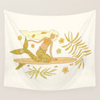 Retro Surf Mermaid by surfy birdy art Wall Tapestry Gallery Image 4