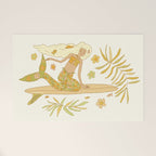 Retro Surf Mermaid by surfy birdy art Welcome Mat Gallery Image 1