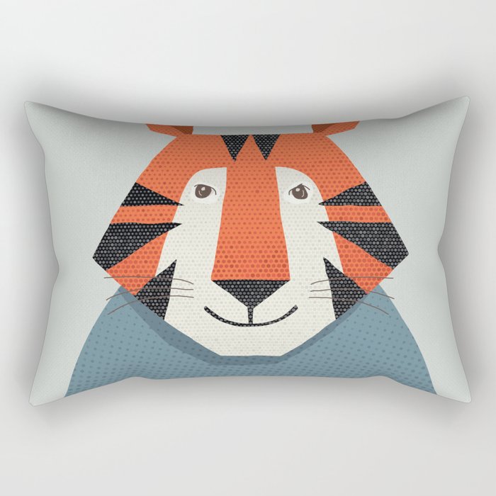 Whimsy Tiger, Animal Portrait Rectangular Pillow Gallery Image 1
