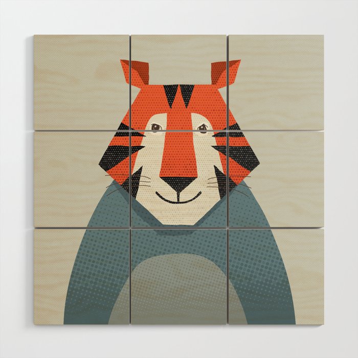 Whimsy Tiger, Animal Portrait Wood Wall Art Gallery Image 1